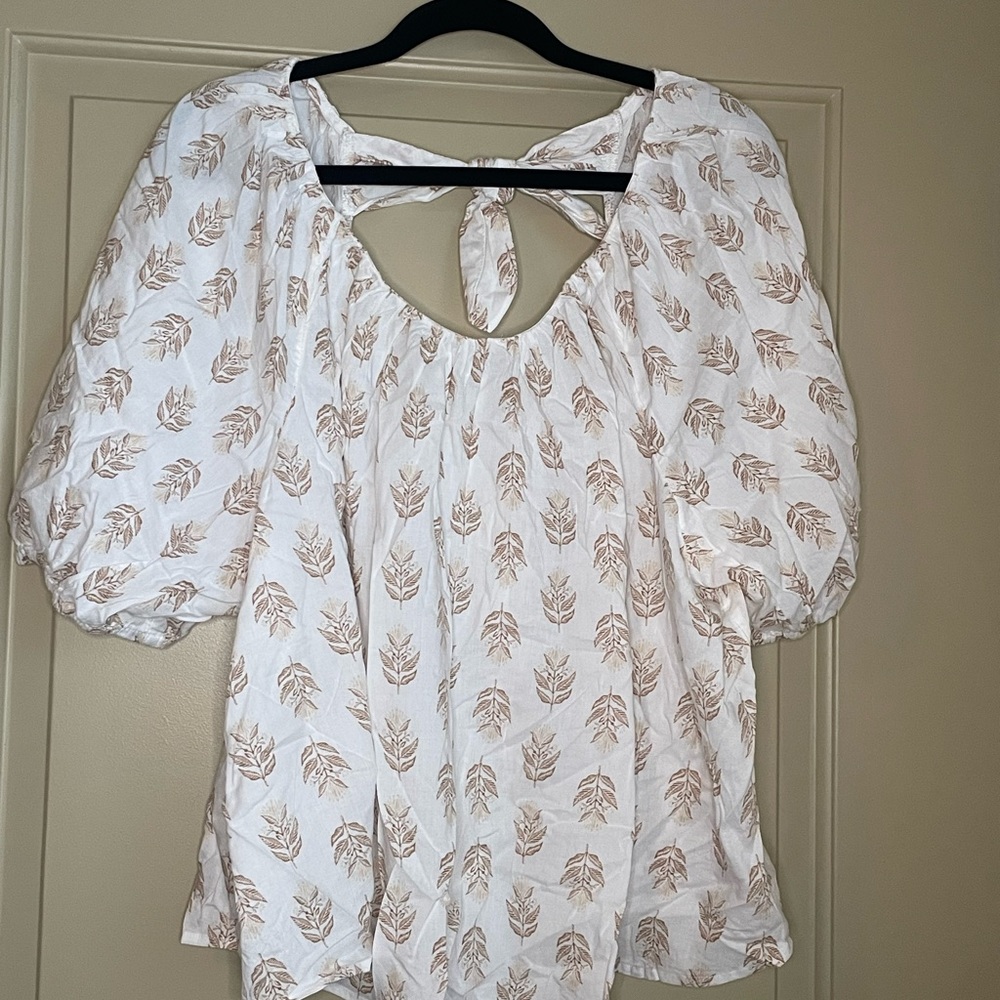 White Blouse with Golf Leaves